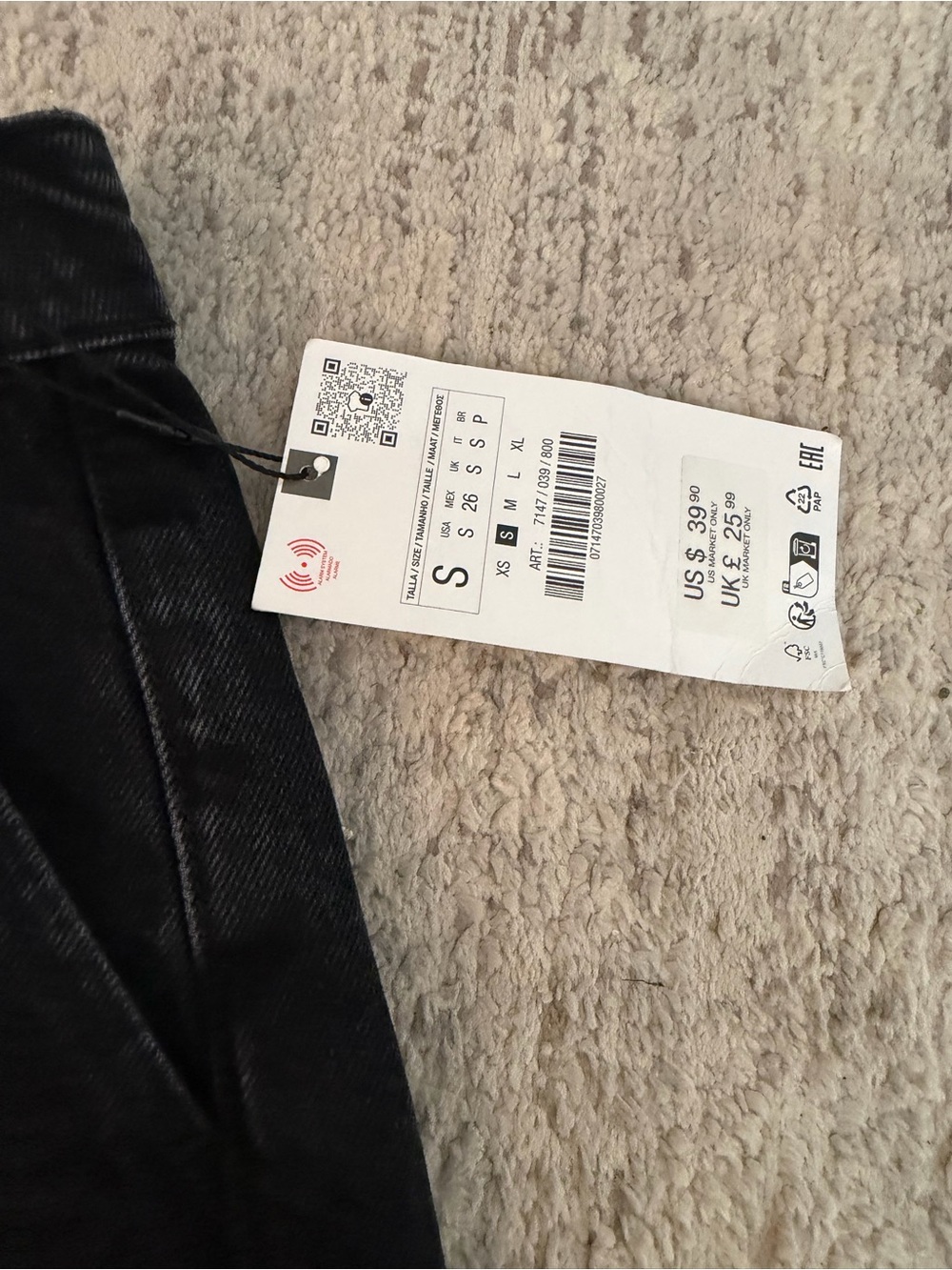 ZARA NWT Black Asymmetric Button-Front Denim Skort - Picture 3 of 5